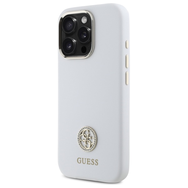 iTok webáruház - Guess Guess Silicone Logo Strass 4G tok iPhone 16 Pro készülékhez (fehér) 2 Guess Silicone Logo Strass 4G Case for iPhone 16 Pro (fehér)