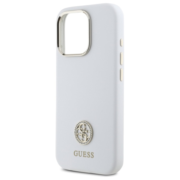 iTok webáruház - Guess Guess Silicone Logo Strass 4G tok iPhone 16 Pro készülékhez (fehér) 6 Guess Silicone Logo Strass 4G Case for iPhone 16 Pro (fehér)