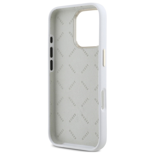 iTok webáruház - Guess Guess Silicone Logo Strass 4G tok iPhone 16 Pro készülékhez (fehér) 7 Guess Silicone Logo Strass 4G Case for iPhone 16 Pro (fehér)