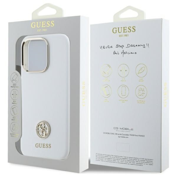 iTok webáruház - Guess Guess Silicone Logo Strass 4G tok iPhone 16 Pro készülékhez (fehér) 8 Guess Silicone Logo Strass 4G Case for iPhone 16 Pro (fehér)