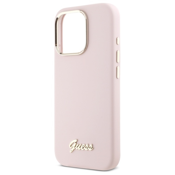 iTok webáruház - Guess Guess Silicone Script Metal Logo & Frame iPhone 16 Pro tok (rózsaszín) 6 Guess Silicone Script Metal Logo & Frame iPhone 16 Pro Case (rózsaszín)