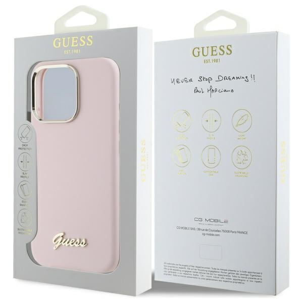 iTok webáruház - Guess Guess Silicone Script Metal Logo & Frame iPhone 16 Pro tok (rózsaszín) 8 Guess Silicone Script Metal Logo & Frame iPhone 16 Pro Case (rózsaszín)