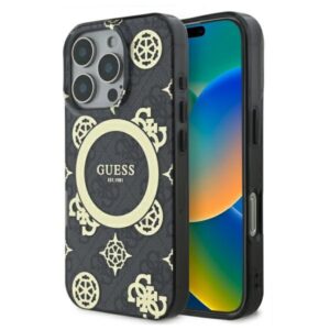 Guess IML Peony On 4G Background MagSafe tok iPhone 16 Pro készülékhez (fekete)