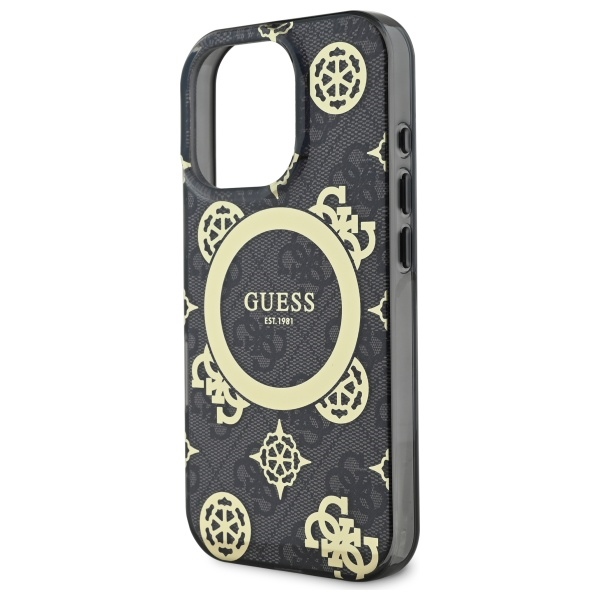 iTok webáruház - Guess Guess IML Peony On 4G Background MagSafe tok iPhone 16 Pro készülékhez (fekete) 5 Guess IML Peony On 4G Background MagSafe case for iPhone 16 Pro (fekete)