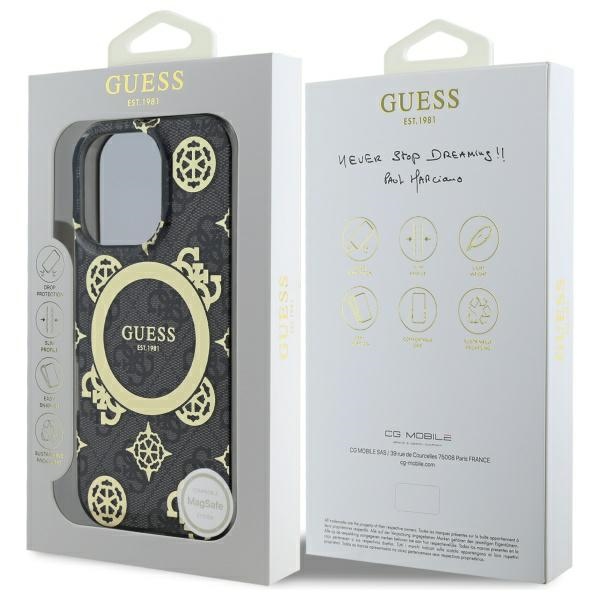 iTok webáruház - Guess Guess IML Peony On 4G Background MagSafe tok iPhone 16 Pro készülékhez (fekete) 7 Guess IML Peony On 4G Background MagSafe case for iPhone 16 Pro (fekete)