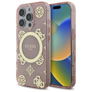 Guess IML Peony On 4G Background MagSafe tok iPhone 16 Pro készülékhez (rózsaszín)