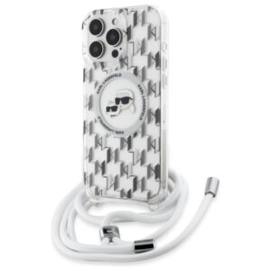 Karl Lagerfeld IML Crossbody Monogram Karl & Choupette Head MagSafe tok iPhone 16 Pro-hoz (átlátszó)