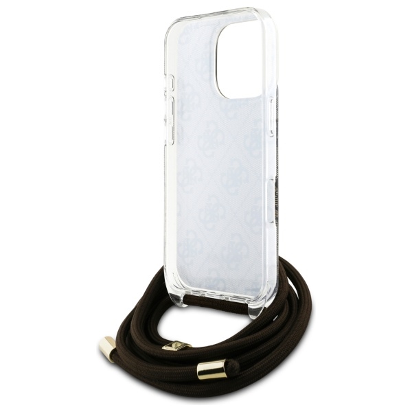 iTok webáruház - Guess Guess Crossbody Cord 4G Print tok iPhone 16 Pro készülékhez (barna) 6 Guess Crossbody Cord 4G Print Case for iPhone 16 Pro (barna)