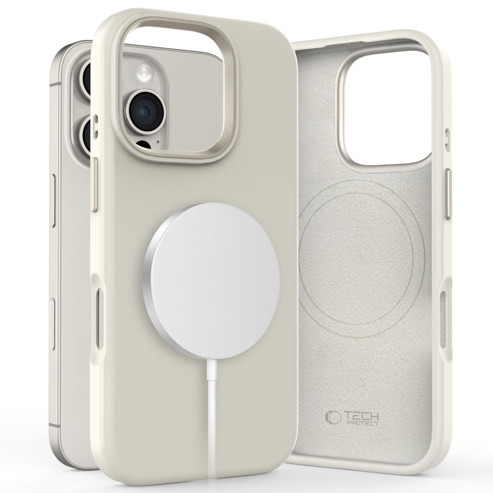 iTok webáruház - Tech-Protect Tech-Protect Silicone PU MagSafe tok iPhone 16 Pro készülékhez (bézs) 1 Tech-Protect Silicone PU MagSafe iPhone 16 Pro Case (bézs)