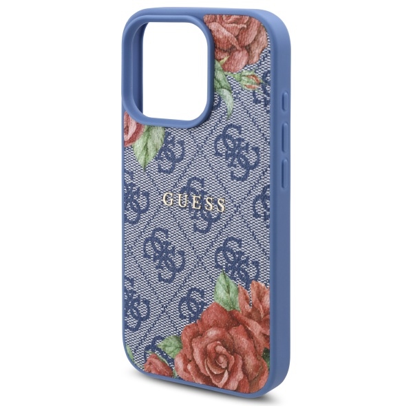iTok webáruház - Guess Guess 4G Flowers Print MagSafe tok iPhone 16 Pro készülékhez (kék) 6 Guess 4G Flowers Print MagSafe case for iPhone 16 Pro (kék)