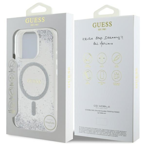 iTok webáruház - Guess Guess Resin Gradient Glitter MagSafe tok iPhone 16 Pro készülékhez (ezüst) 8 Guess Resin Gradient Glitter MagSafe case for iPhone 16 Pro (ezüst)