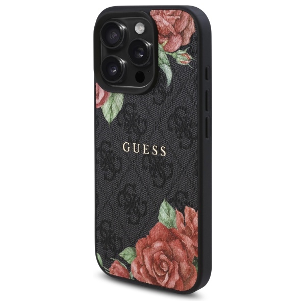 iTok webáruház - Guess Guess GUHMP16LP4ROPEMCK iPhone 16 Pro tok – 4G Flowers Print MagSafe 2 Guess GUHMP16LP4ROPEMCK iPhone 16 Pro 6.3" black/black hardcase 4G Flowers Print MagSafe