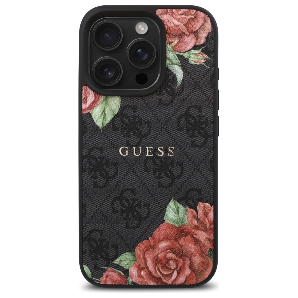 iTok webáruház - Guess Guess GUHMP16LP4ROPEMCK iPhone 16 Pro tok – 4G Flowers Print MagSafe 3 Guess GUHMP16LP4ROPEMCK iPhone 16 Pro 6.3" black/black hardcase 4G Flowers Print MagSafe