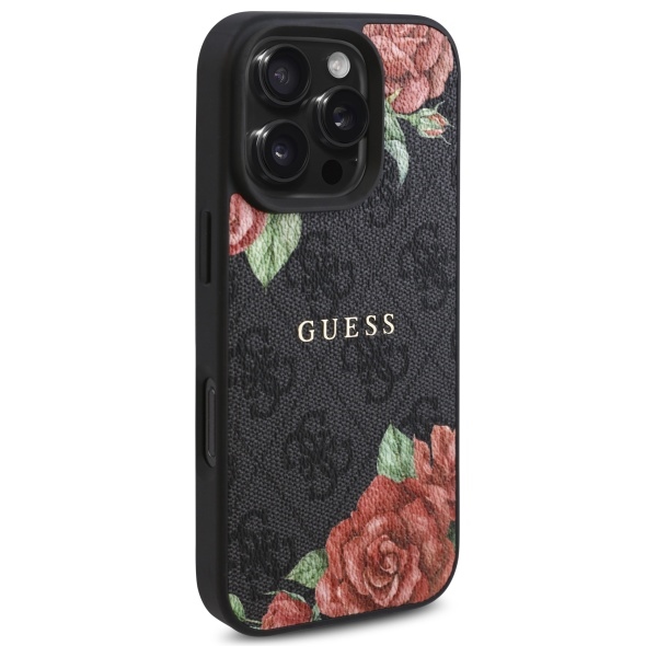 iTok webáruház - Guess Guess GUHMP16LP4ROPEMCK iPhone 16 Pro tok – 4G Flowers Print MagSafe 4 Guess GUHMP16LP4ROPEMCK iPhone 16 Pro 6.3" black/black hardcase 4G Flowers Print MagSafe