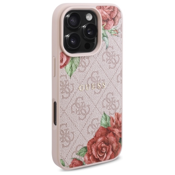 iTok webáruház - Guess Guess GUHMP16LP4ROPEMCP iPhone 16 Pro tok – 4G Flowers Print MagSafe 4 Guess GUHMP16LP4ROPEMCP iPhone 16 Pro 6.3" pink/pink hardcase 4G Flowers Print MagSafe