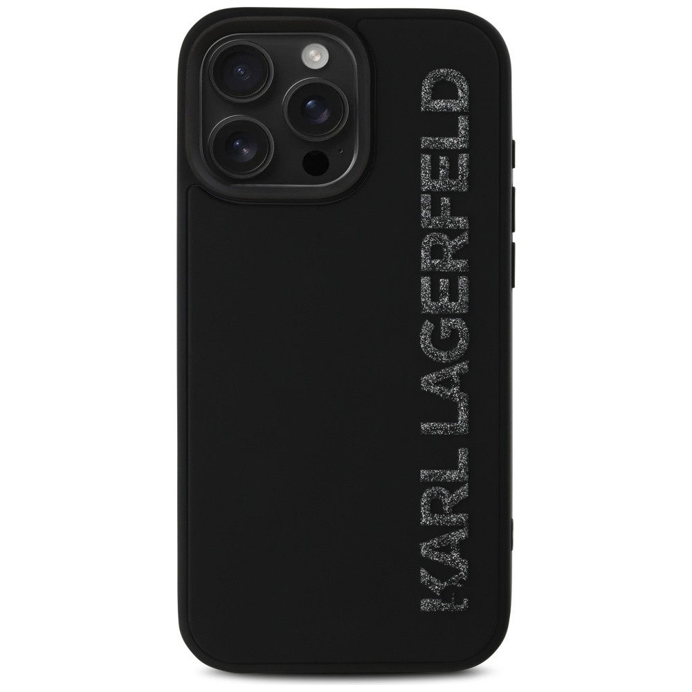 iTok webáruház - Karl Lagerfeld Karl Lagerfeld HC 3D Rubber Elongated Glitter tok iPhone 16 Pro készülékhez (fekete) 3 Karl Lagerfeld HC 3D Rubber Elongated Glitter iPhone 16 Pro Case (fekete)
