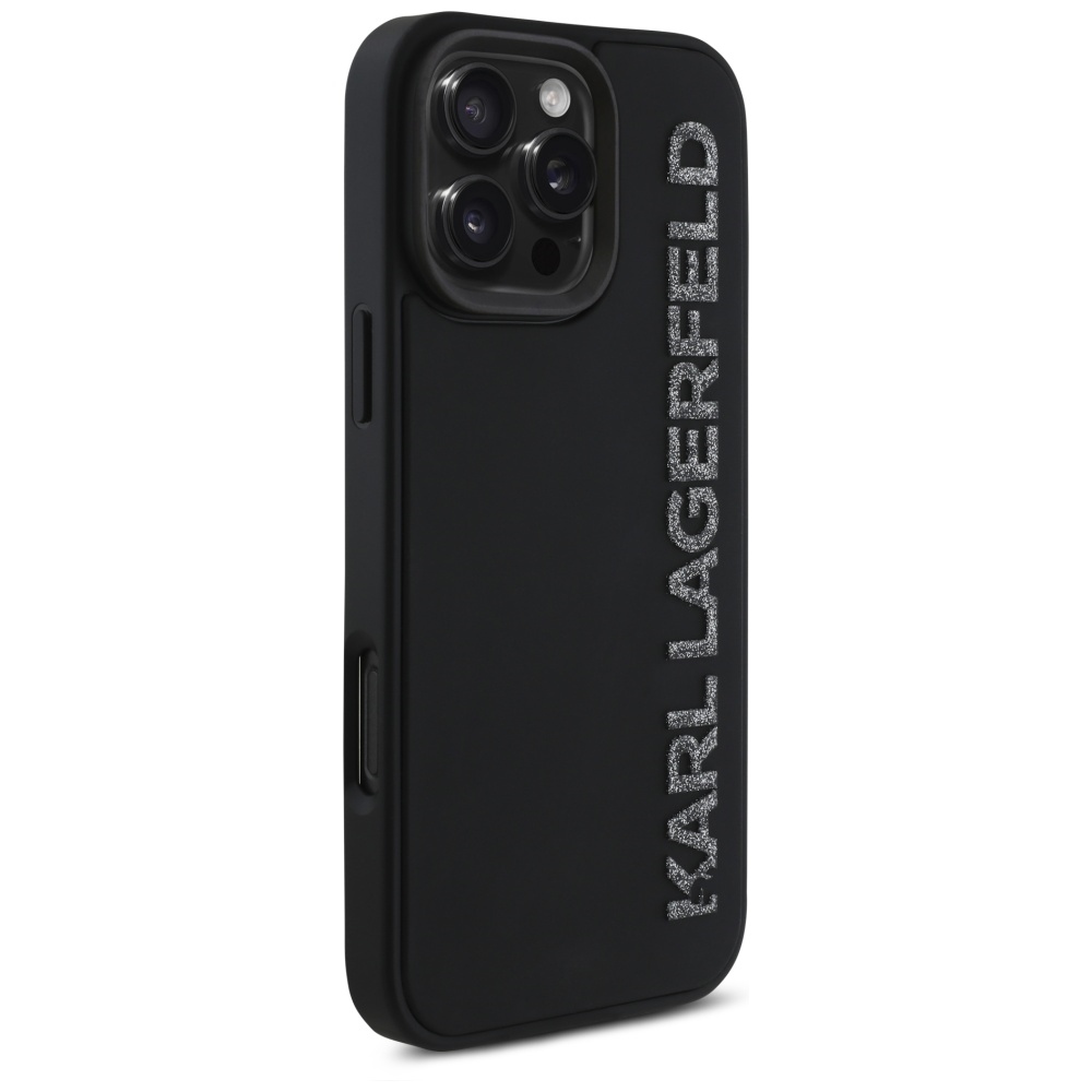 iTok webáruház - Karl Lagerfeld Karl Lagerfeld HC 3D Rubber Elongated Glitter tok iPhone 16 Pro készülékhez (fekete) 4 Karl Lagerfeld HC 3D Rubber Elongated Glitter iPhone 16 Pro Case (fekete)