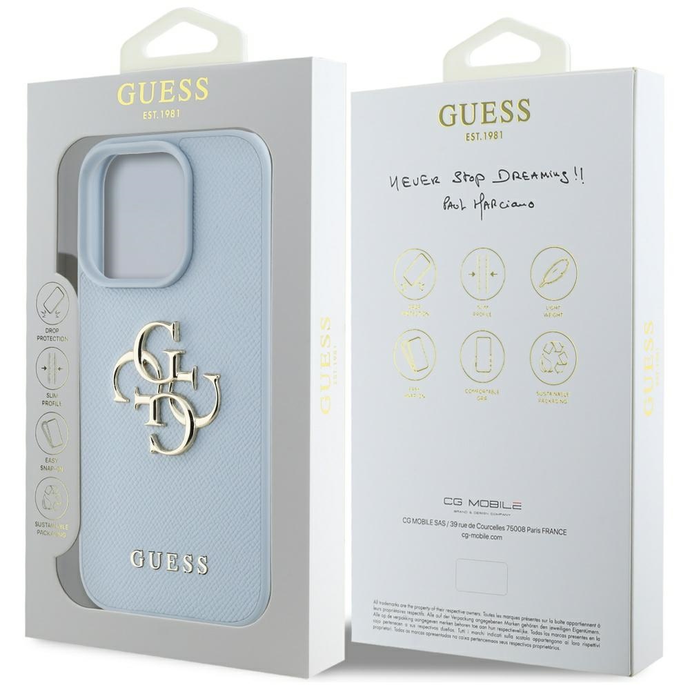 iTok webáruház - Guess Guess Grained Big 4G Logo Small Classic Logo tok iPhone 16 Pro készülékhez (kék) 8 Guess Grained Big 4G Logo Small Classic Logo case for iPhone 16 Pro (kék)