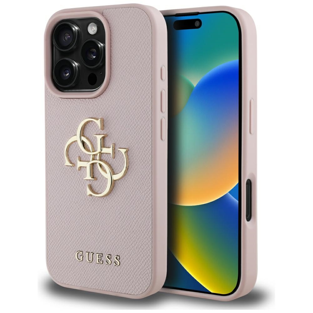 iTok webáruház - Guess Guess Grained Big 4G Logo Small Classic Logo tok iPhone 16 Pro készülékhez (rózsaszín) 1 Guess Grained Big 4G Logo Small Classic Logo Case for iPhone 16 Pro (rózsaszín)