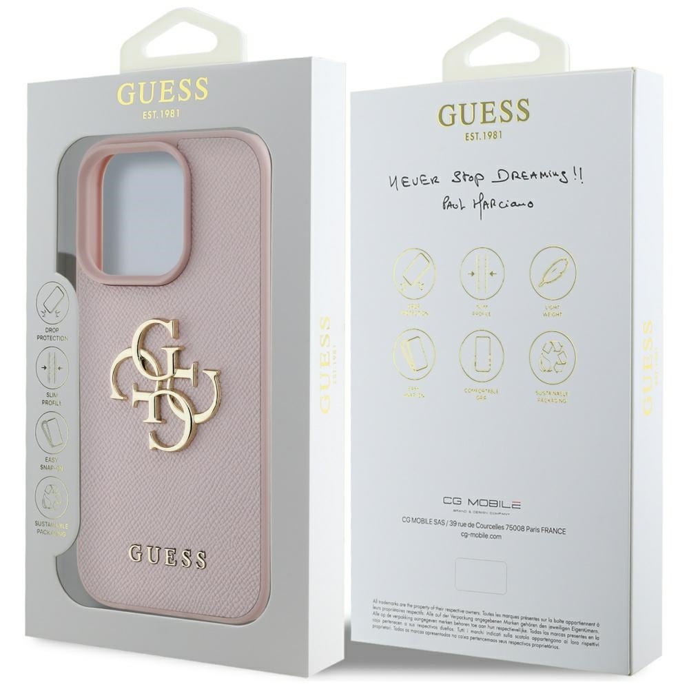 iTok webáruház - Guess Guess Grained Big 4G Logo Small Classic Logo tok iPhone 16 Pro készülékhez (rózsaszín) 8 Guess Grained Big 4G Logo Small Classic Logo Case for iPhone 16 Pro (rózsaszín)