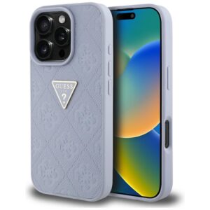 Guess Hot Stamp 4G Pattern Triangle Metal Logo tok iPhone 16 Pro készülékhez (lila)