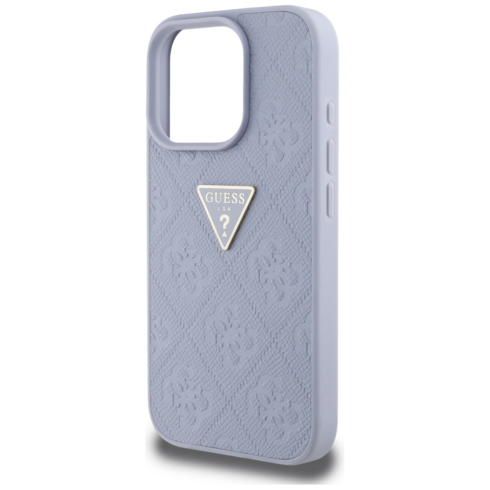 iTok webáruház - Guess Guess Hot Stamp 4G Pattern Triangle Metal Logo tok iPhone 16 Pro készülékhez (lila) 6 Guess Hot Stamp 4G Pattern Triangle Metal Logo iPhone 16 Pro Case (lila)