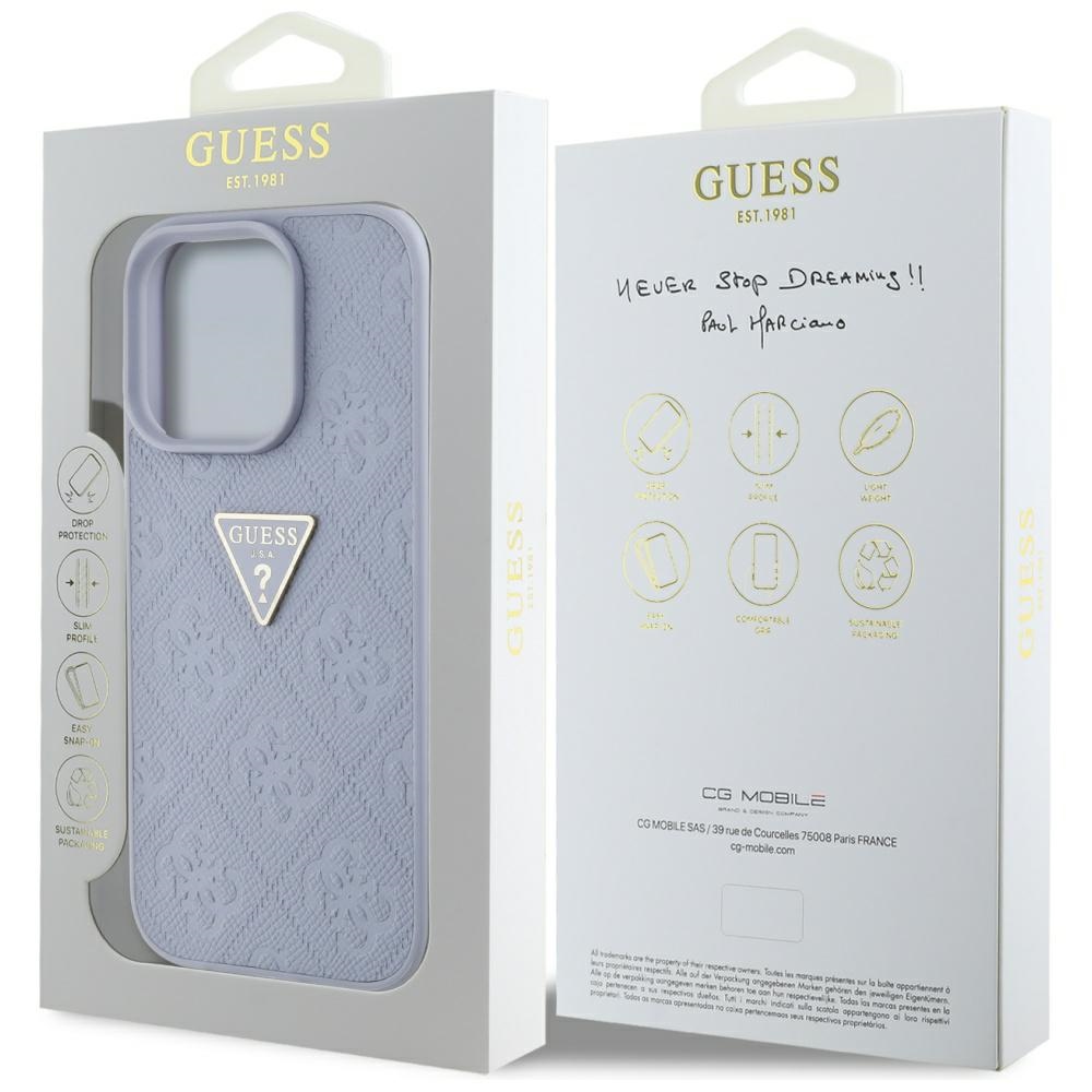 iTok webáruház - Guess Guess Hot Stamp 4G Pattern Triangle Metal Logo tok iPhone 16 Pro készülékhez (lila) 8 Guess Hot Stamp 4G Pattern Triangle Metal Logo iPhone 16 Pro Case (lila)
