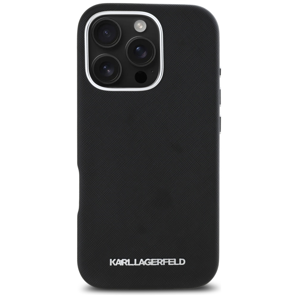 iTok webáruház - Karl Lagerfeld Karl Lagerfeld Saffiano Full Wrapped Elongated Metal Logo MagSafe tok iPhone 16 Pro készülékhez (fekete) 3 Karl Lagerfeld Saffiano Full Wrapped Elongated Metal Logo MagSafe iPhone 16 Pro Case (fekete)