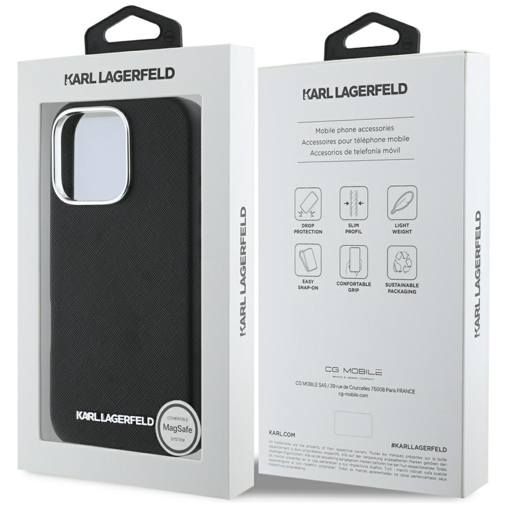 iTok webáruház - Karl Lagerfeld Karl Lagerfeld Saffiano Full Wrapped Elongated Metal Logo MagSafe tok iPhone 16 Pro készülékhez (fekete) 8 Karl Lagerfeld Saffiano Full Wrapped Elongated Metal Logo MagSafe iPhone 16 Pro Case (fekete)