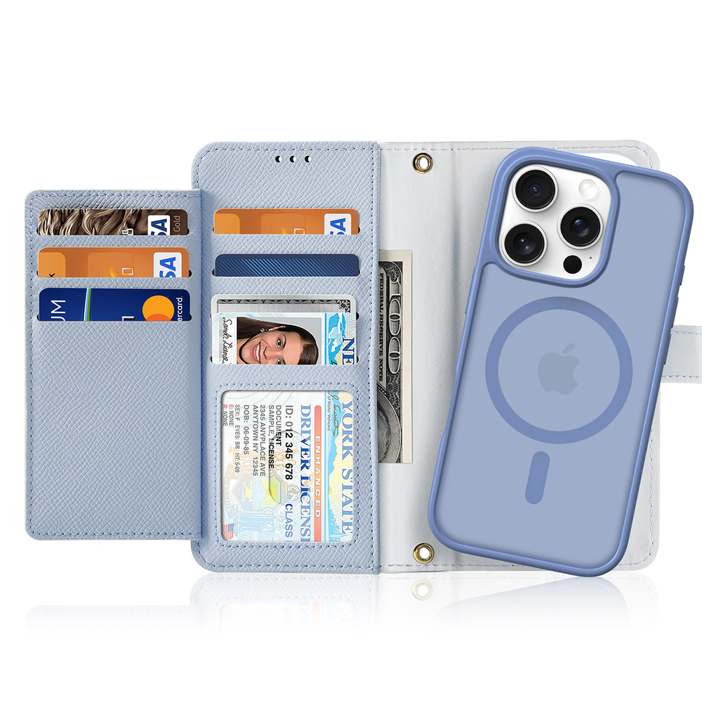 iTok webáruház - Dux Ducis Dux Ducis Lawa bőr tok iPhone 16 Pro készülékhez, levehető mágneses pénztárcával (kék) 2 Dux Ducis Lawa iPhone 16 Pro Leather Case with Detachable Magnetic Wallet (kék)