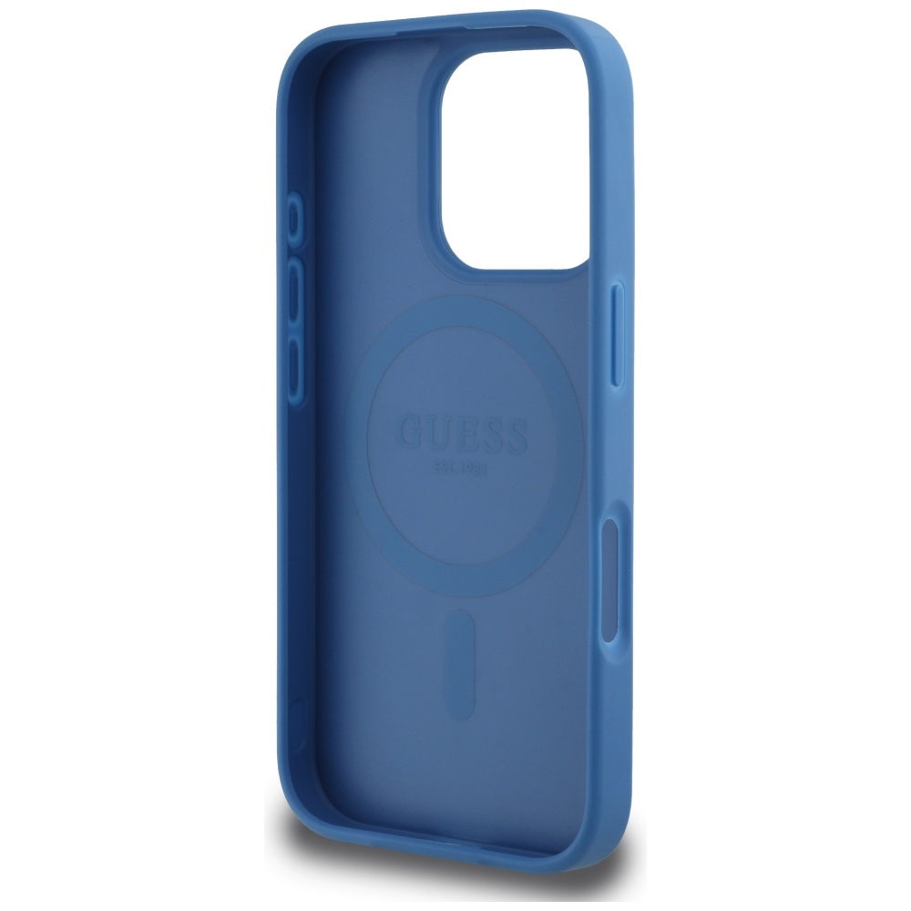 iTok webáruház - Guess Guess 4G Circle Classic Logo MagSafe tok iPhone 16 Pro készülékhez (kék) 7 Guess 4G Circle Classic Logo MagSafe case for iPhone 16 Pro (kék)