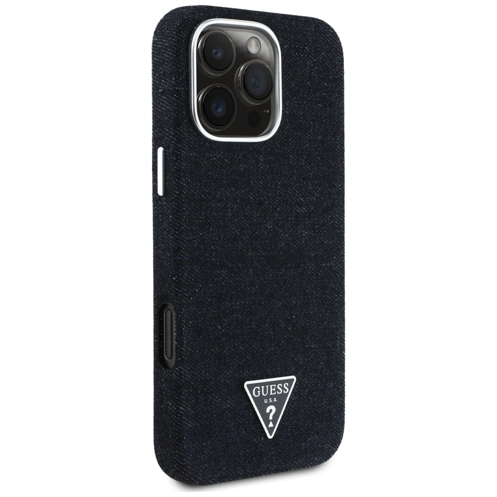 iTok webáruház - Guess Guess Denim Triangle Logo MagSafe tok iPhone 16 Pro (fekete) 4 Guess Denim Triangle Logo MagSafe case for iPhone 16 Pro (fekete)