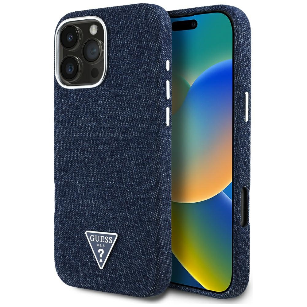 iTok webáruház - Guess Guess Denim Triangle Logo MagSafe tok iPhone 16 Pro készülékhez (kék) 1 Guess Denim Triangle Logo MagSafe iPhone 16 Pro Case (kék)