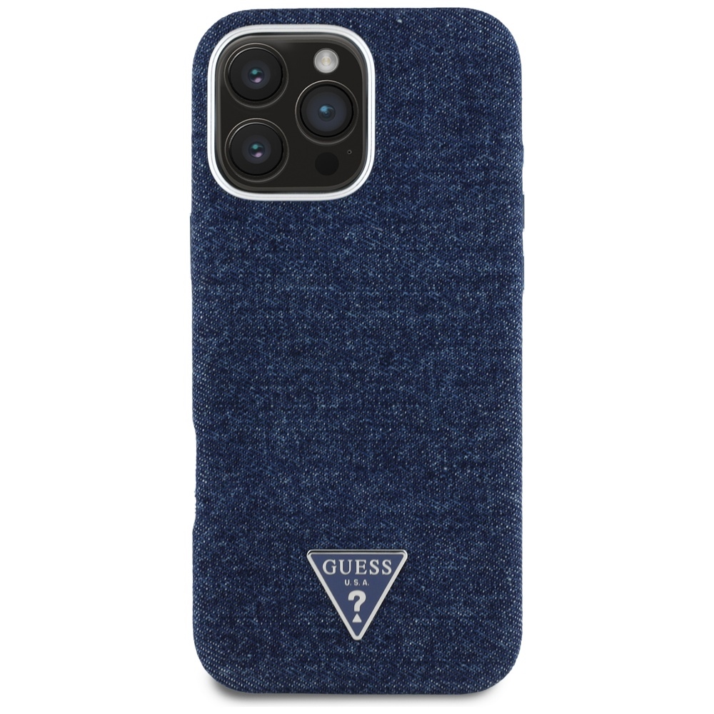iTok webáruház - Guess Guess Denim Triangle Logo MagSafe tok iPhone 16 Pro készülékhez (kék) 3 Guess Denim Triangle Logo MagSafe iPhone 16 Pro Case (kék)