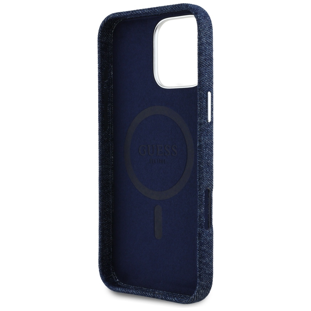 iTok webáruház - Guess Guess Denim Triangle Logo MagSafe tok iPhone 16 Pro készülékhez (kék) 7 Guess Denim Triangle Logo MagSafe iPhone 16 Pro Case (kék)