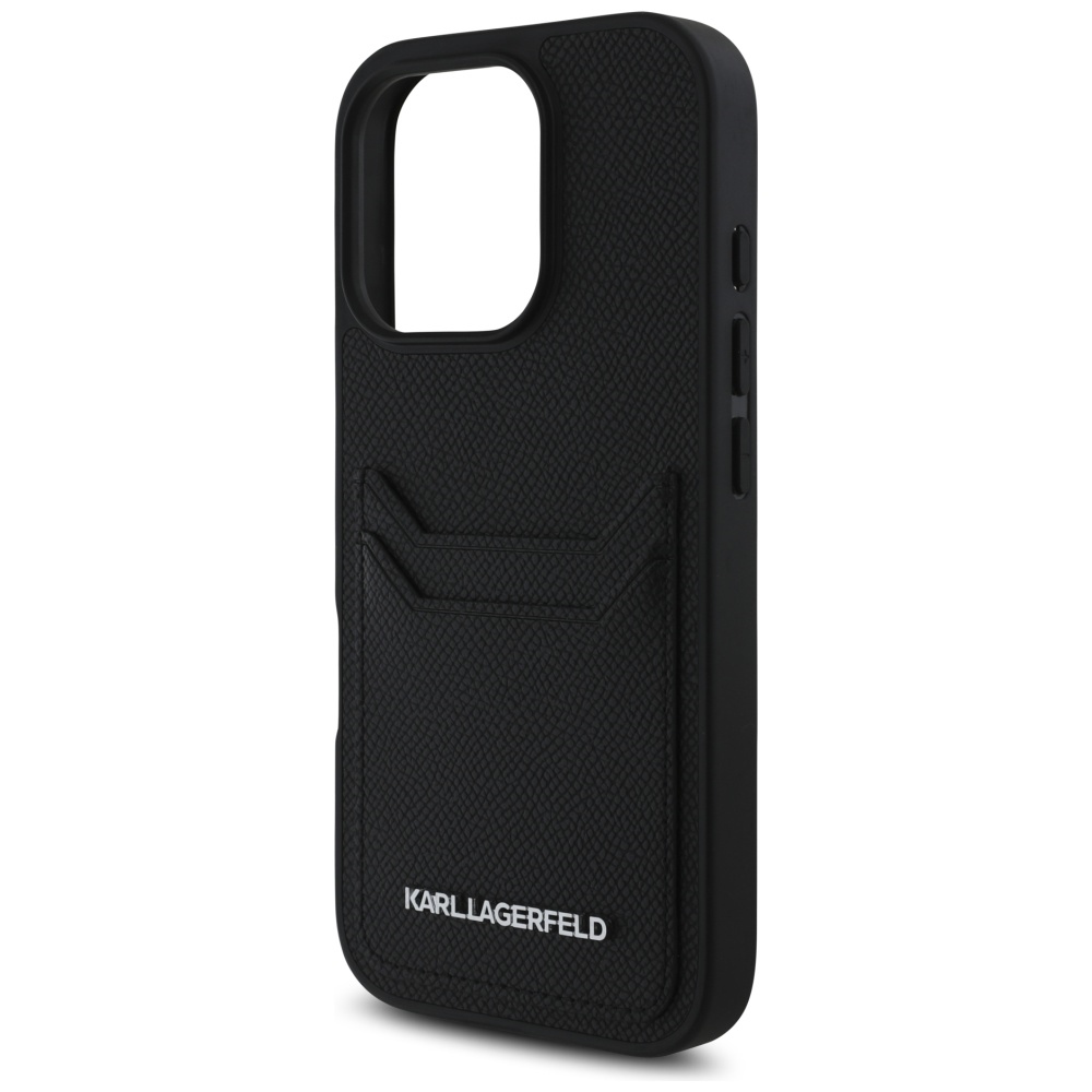 iTok webáruház - Karl Lagerfeld Karl Lagerfeld HC Grained PU Cardslot Metal Elong iPhone 16 Pro tok (fekete) 6 Karl Lagerfeld HC Grained PU Cardslot Metal Elong iPhone 16 Pro Case (fekete)