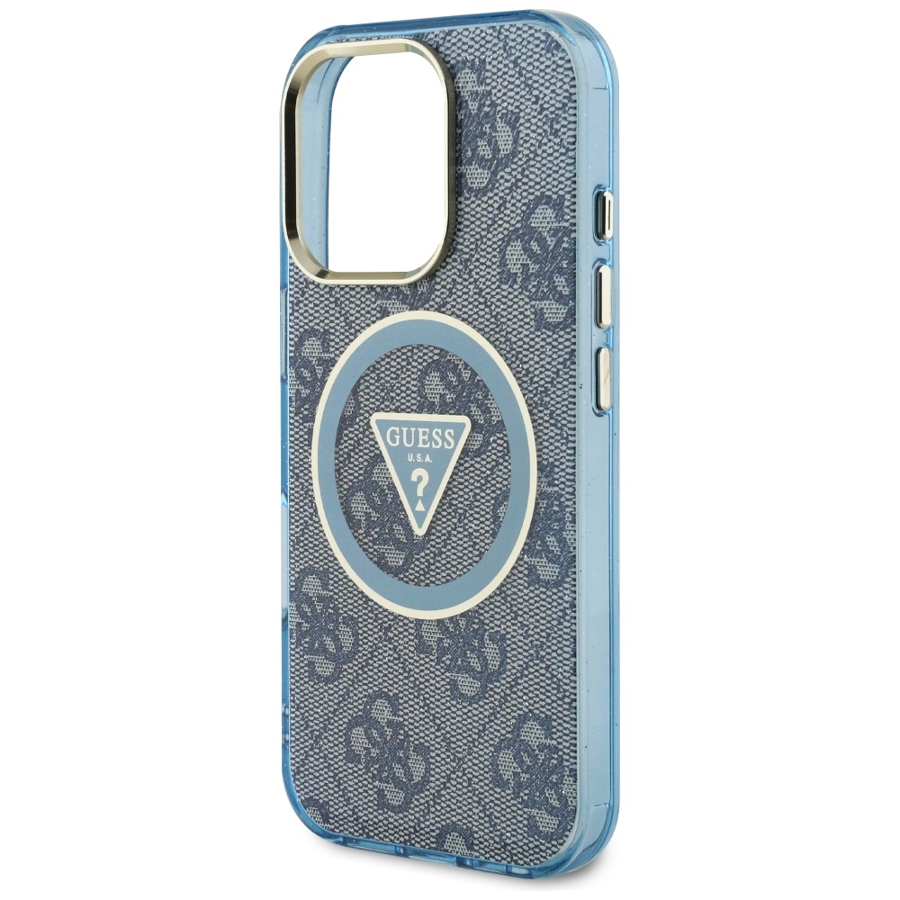 iTok webáruház - Guess Guess IML Metal Glitter 4G Circle Triangle MagSafe tok iPhone 16 Pro készülékhez (kék) 6 Guess IML Metal Glitter 4G Circle Triangle MagSafe Case for iPhone 16 Pro (kék)