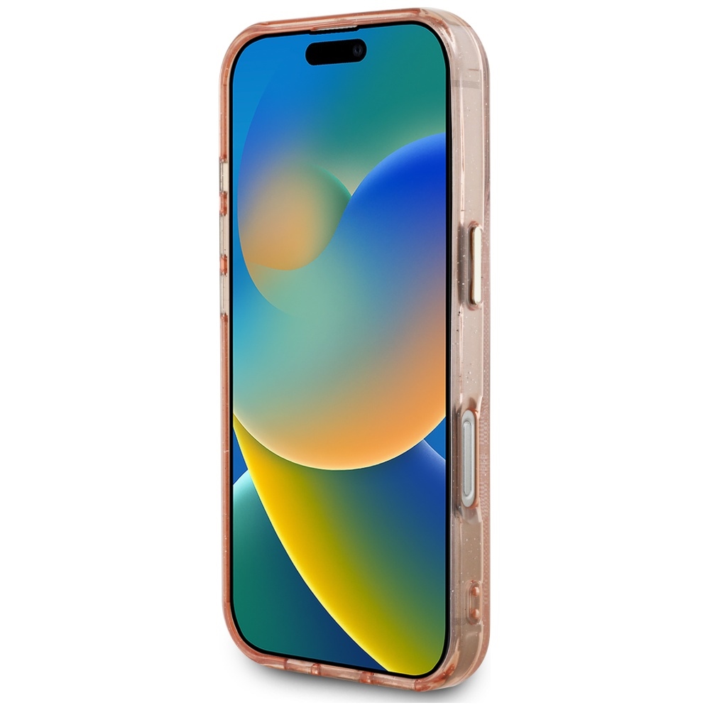 iTok webáruház - Guess Guess IML Metal Glitter 4G Circle Triangle MagSafe tok iPhone 16 Pro készülékhez (rózsaszín) 5 Guess IML Metal Glitter 4G Circle Triangle MagSafe Case for iPhone 16 Pro (rózsaszín)
