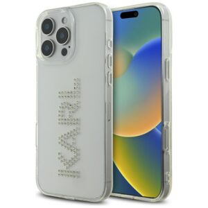 Karl Lagerfeld IML Rhinestones Logo tok iPhone 16 Pro készülékhez (átlátszó)