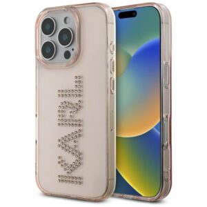 Karl Lagerfeld IML Rhinestones Logo tok iPhone 16 Pro készülékhez (rózsaszín)