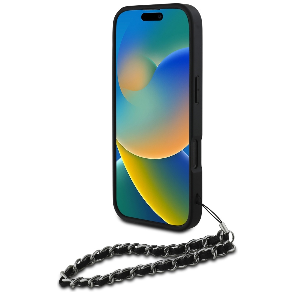 iTok webáruház - Karl Lagerfeld Karl Lagerfeld Saffiano Crystals w/Chain tok iPhone 16 Pro készülékhez (fekete) 4 Karl Lagerfeld Saffiano Crystals w/Chain iPhone 16 Pro Case (fekete)
