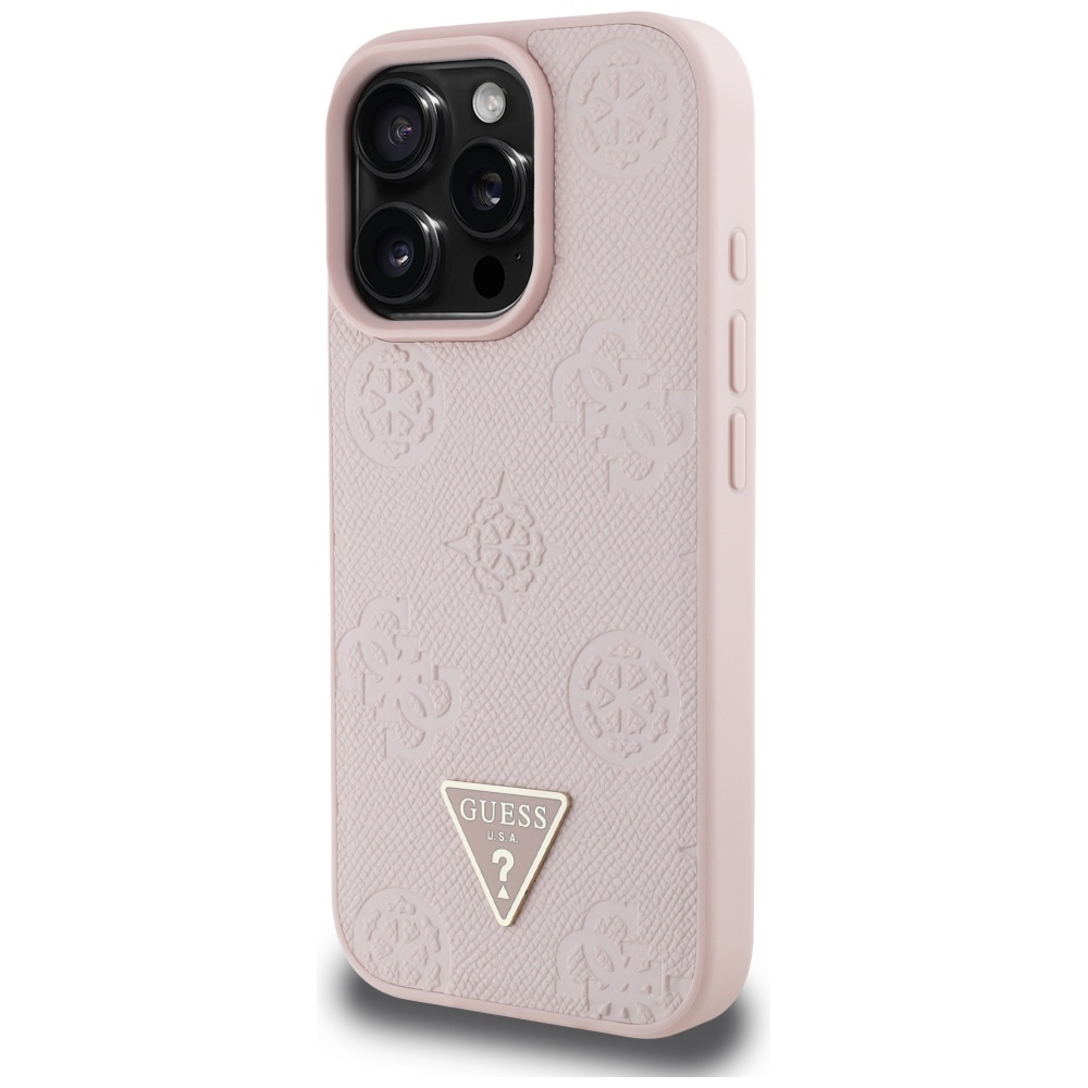 iTok webáruház - Guess Guess Grained Hot Stamp Peony Triangle Logo MagSafe tok iPhone 16 Pro készülékhez (rózsaszín) 2 Guess Grained Hot Stamp Peony Triangle Logo MagSafe iPhone 16 Pro Case (rózsaszín)