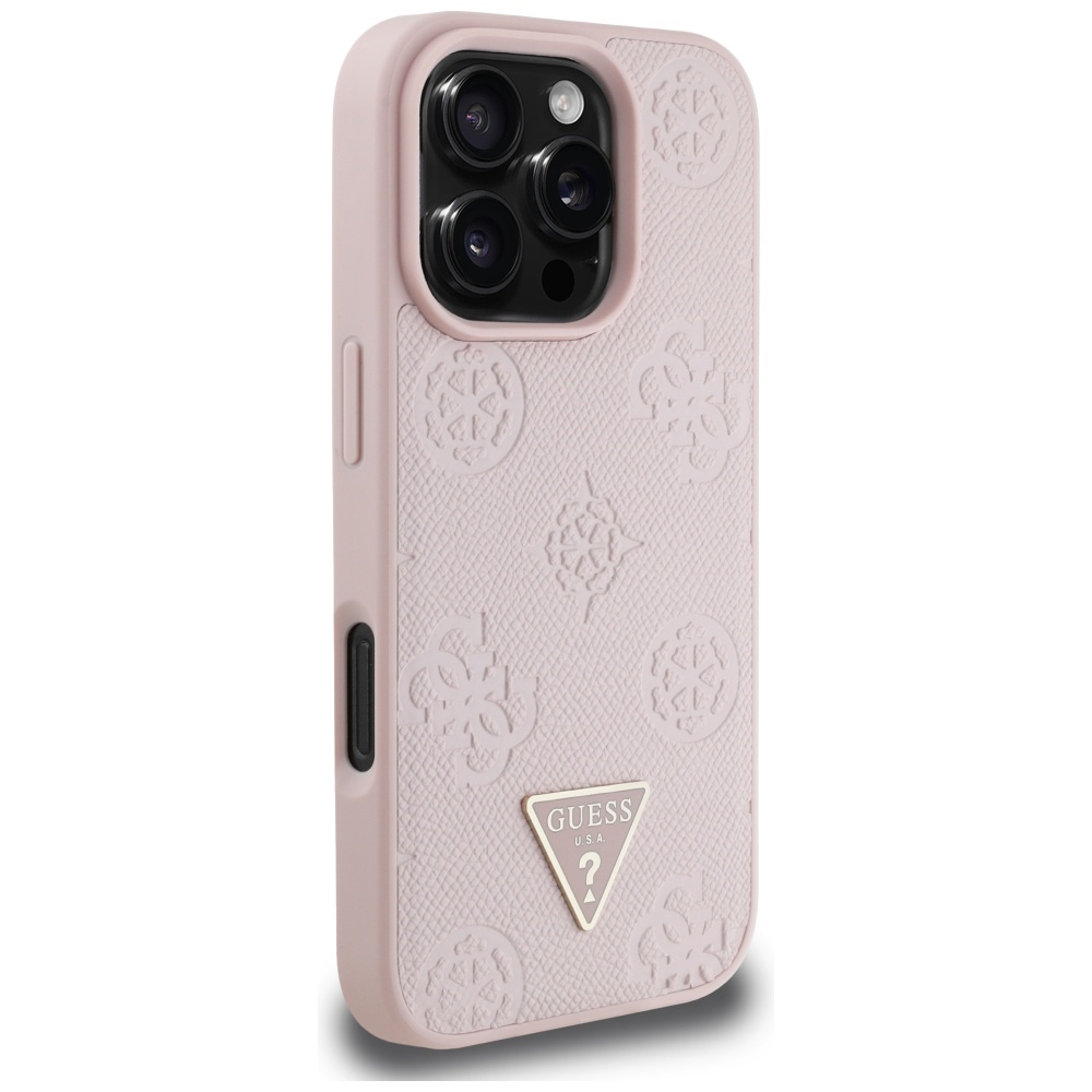 iTok webáruház - Guess Guess Grained Hot Stamp Peony Triangle Logo MagSafe tok iPhone 16 Pro készülékhez (rózsaszín) 4 Guess Grained Hot Stamp Peony Triangle Logo MagSafe iPhone 16 Pro Case (rózsaszín)