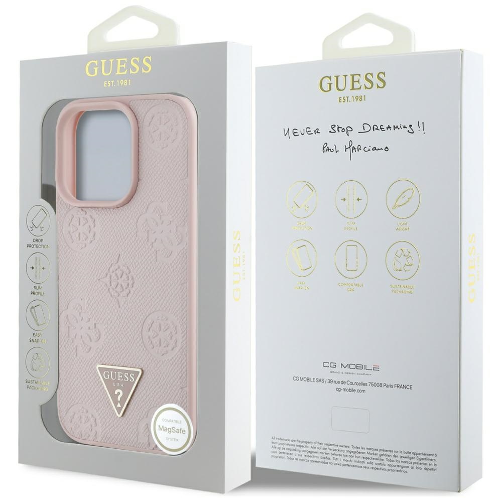 iTok webáruház - Guess Guess Grained Hot Stamp Peony Triangle Logo MagSafe tok iPhone 16 Pro készülékhez (rózsaszín) 8 Guess Grained Hot Stamp Peony Triangle Logo MagSafe iPhone 16 Pro Case (rózsaszín)