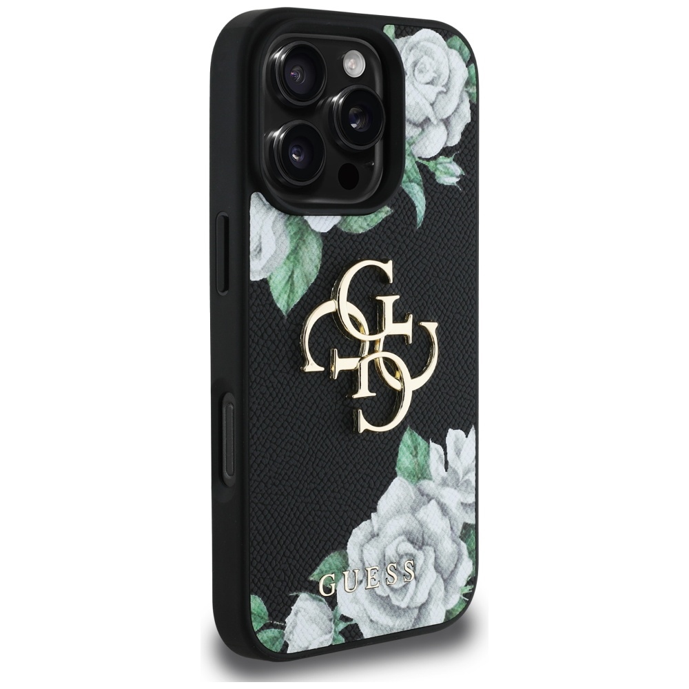 iTok webáruház - Guess Guess Grained Roses Big 4G logo tok iPhone 16 Pro (fekete) 4 Guess Grained Roses Big 4G logo iPhone 16 Pro case (fekete)