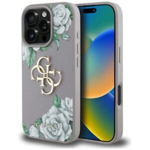 Guess Grained Roses Big 4G Logo tok iPhone 16 Pro készülékhez (lila)