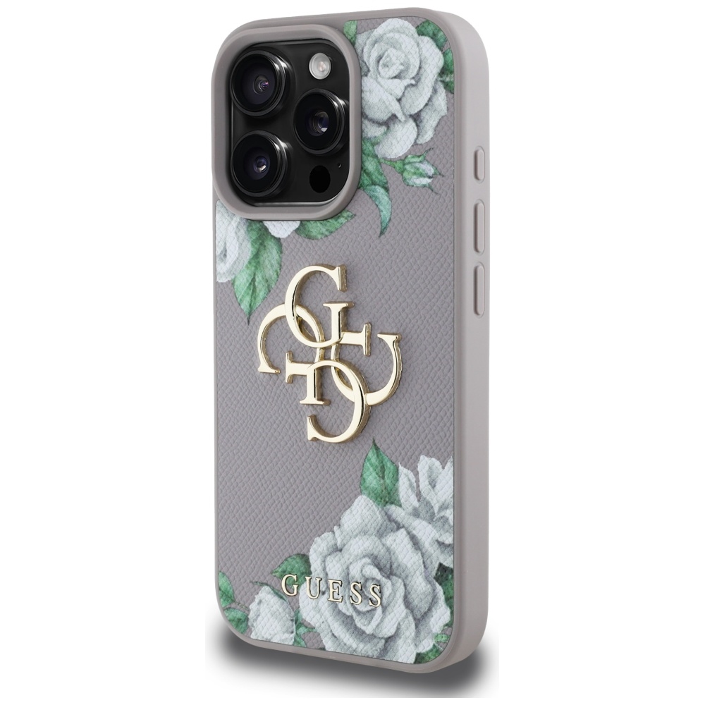 iTok webáruház - Guess Guess Grained Roses Big 4G Logo tok iPhone 16 Pro készülékhez (lila) 2 Guess Grained Roses Big 4G Logo iPhone 16 Pro Case (lila)