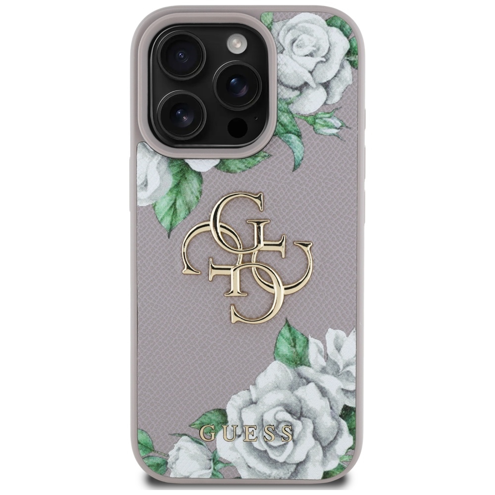 iTok webáruház - Guess Guess Grained Roses Big 4G Logo tok iPhone 16 Pro készülékhez (lila) 3 Guess Grained Roses Big 4G Logo iPhone 16 Pro Case (lila)