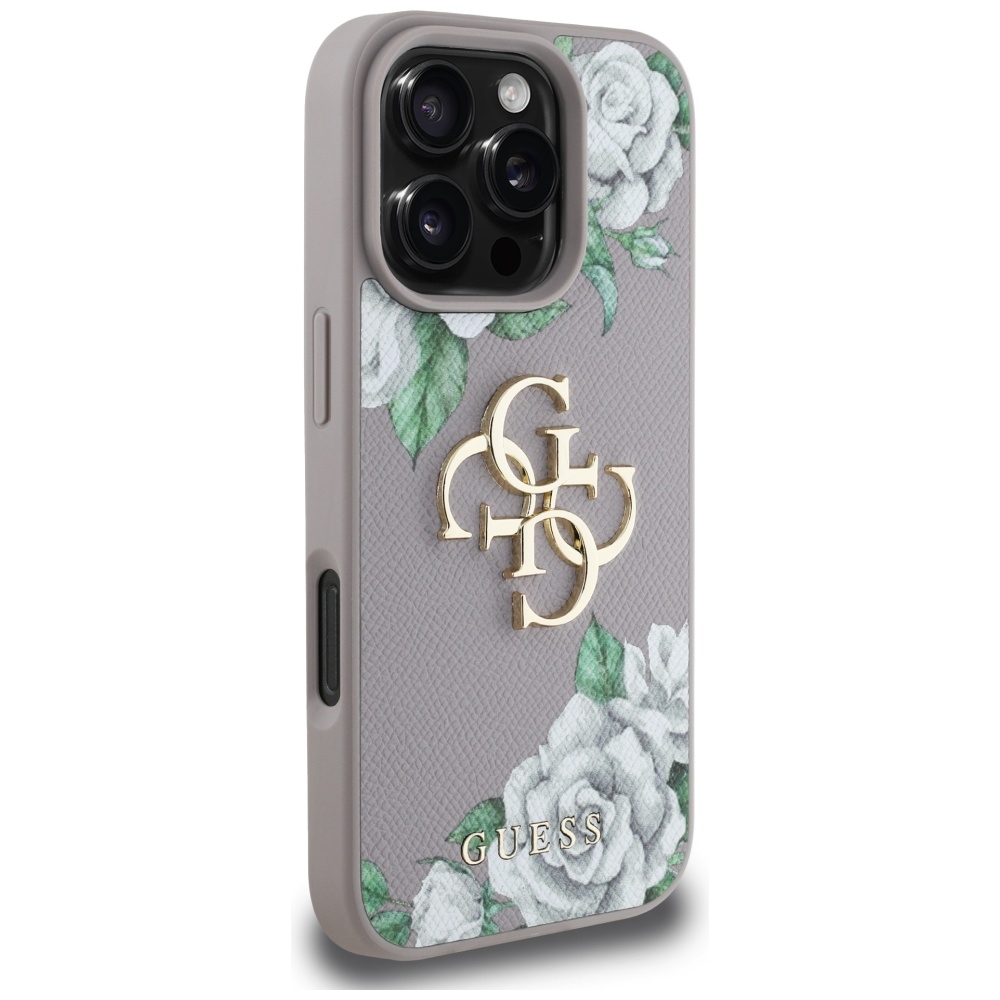 iTok webáruház - Guess Guess Grained Roses Big 4G Logo tok iPhone 16 Pro készülékhez (lila) 4 Guess Grained Roses Big 4G Logo iPhone 16 Pro Case (lila)