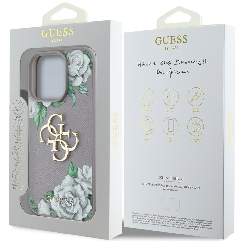 iTok webáruház - Guess Guess Grained Roses Big 4G Logo tok iPhone 16 Pro készülékhez (lila) 8 Guess Grained Roses Big 4G Logo iPhone 16 Pro Case (lila)